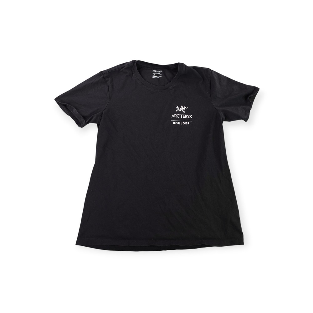 Arc'teryx T-Shirt Women Large Black Boulder Graphic Logo Cotton Tee 29048
